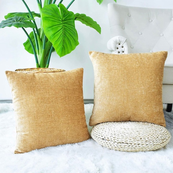 Luxury HomeElegant Gold Soft Chenille Throw Pillow Covers